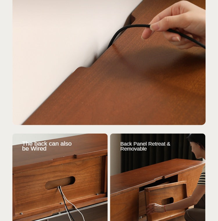 Poplar Solid Wood Retro Floor TV Cabinet.