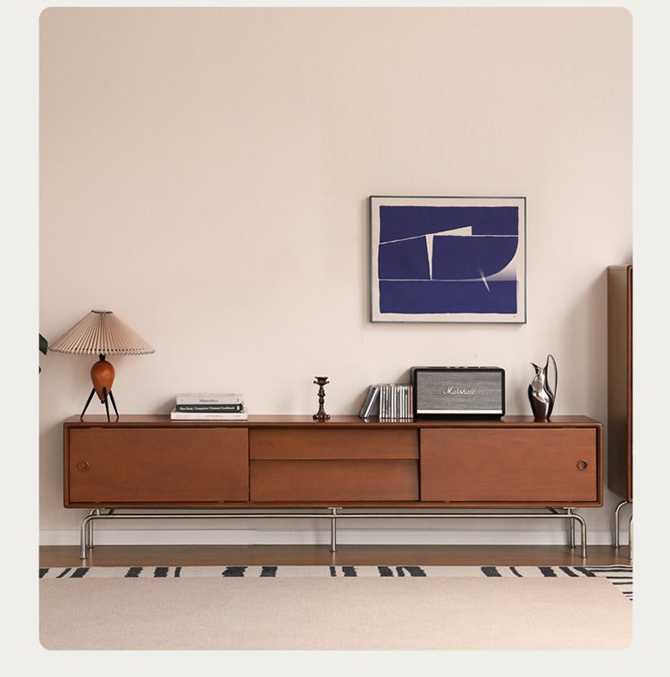 Poplar Solid Wood Retro Floor TV Cabinet.