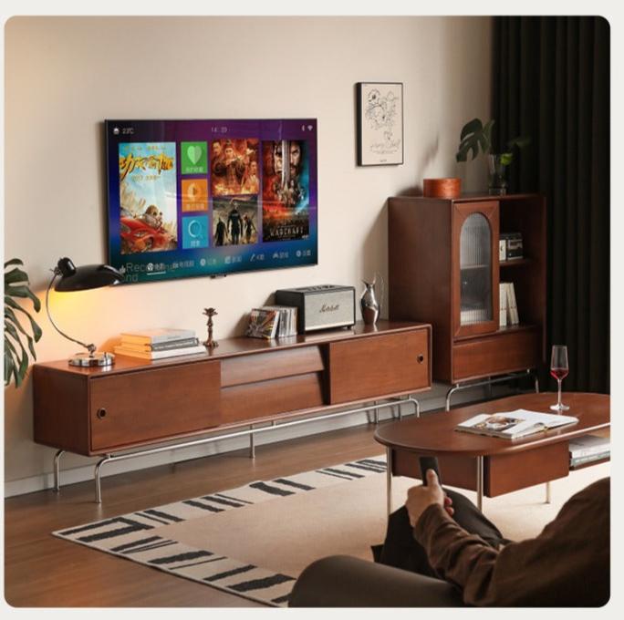 Poplar Solid Wood Retro Floor TV Cabinet.