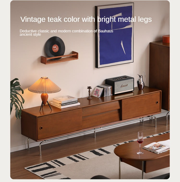 Poplar Solid Wood Retro Floor TV Cabinet.