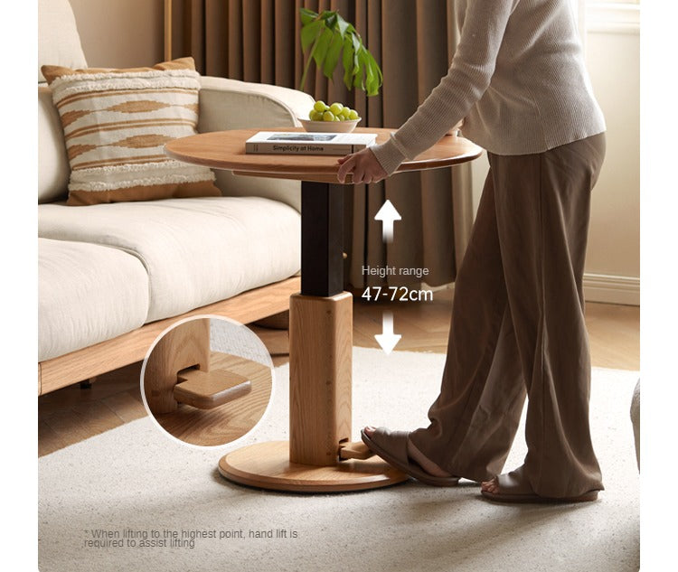 Oak Solid Wood Liftable Round Coffee Table