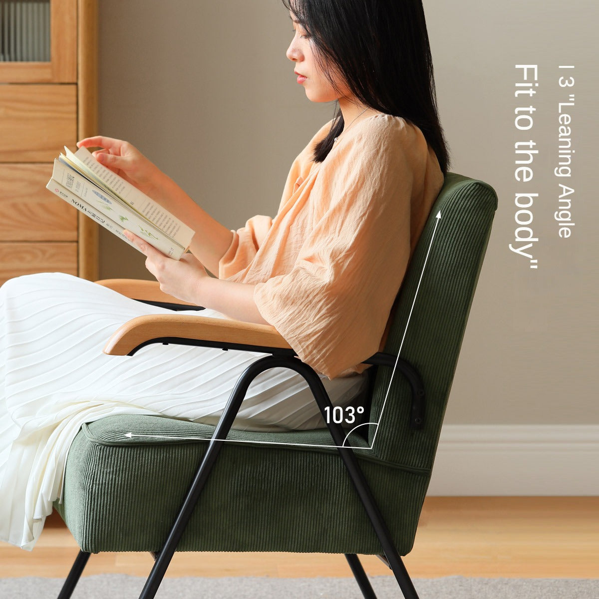 Fabric Sofa Chair Retro Leisure Armchair.