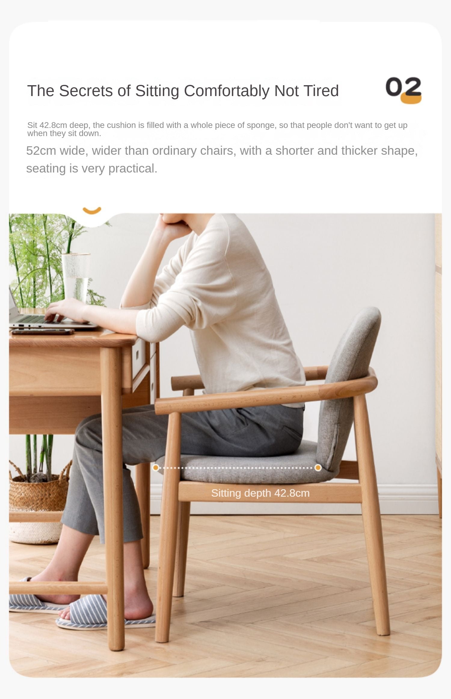 Beech Solid Wood Armchair Nordic)