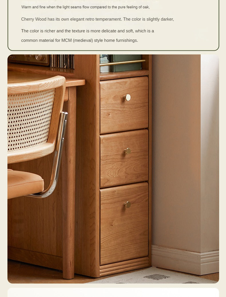 Cherry Solid Wood Bookcase With Drawer