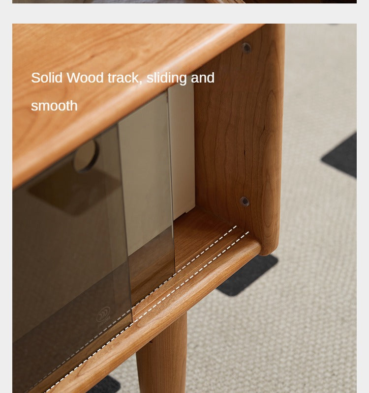 Cherry Wood Coffee Table with Drawer))