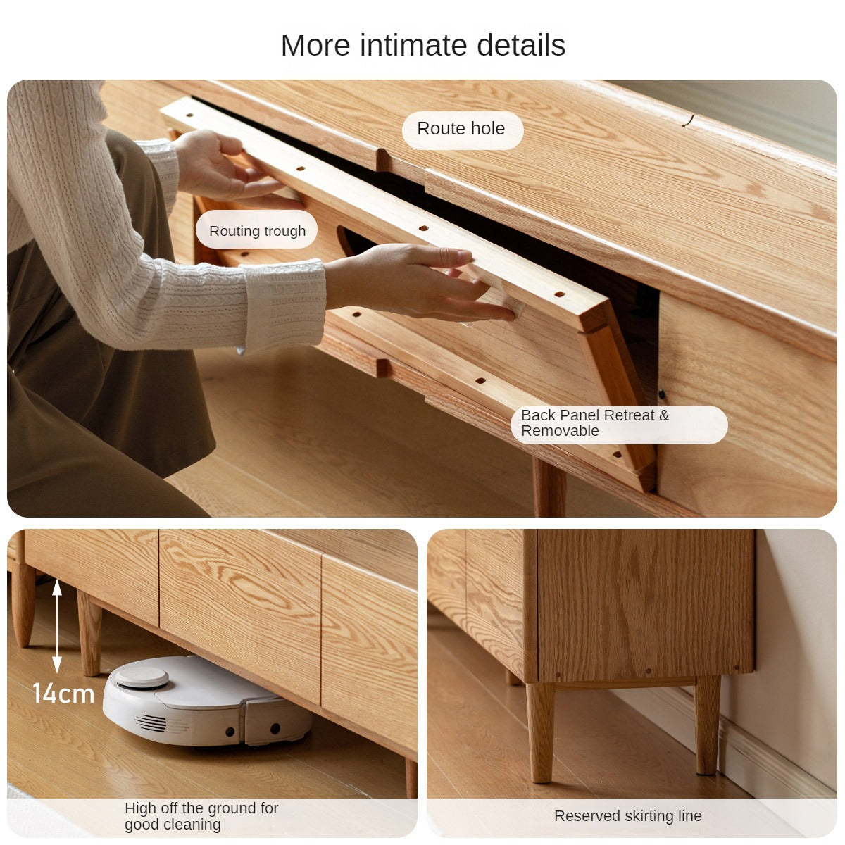 Oak Solid Wood Floor TV Cabinet.