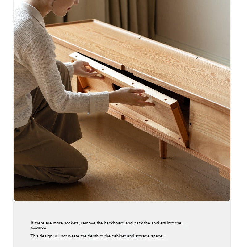 Oak Solid Wood Floor TV Cabinet.