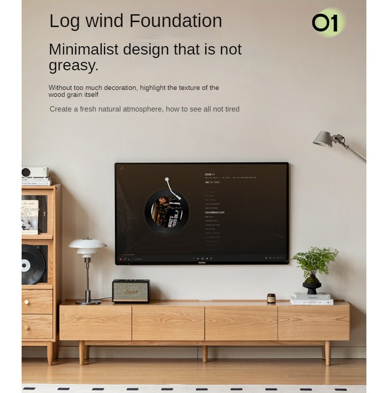 Oak Solid Wood Floor TV Cabinet.