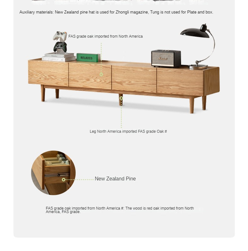 Oak Solid Wood Floor TV Cabinet.