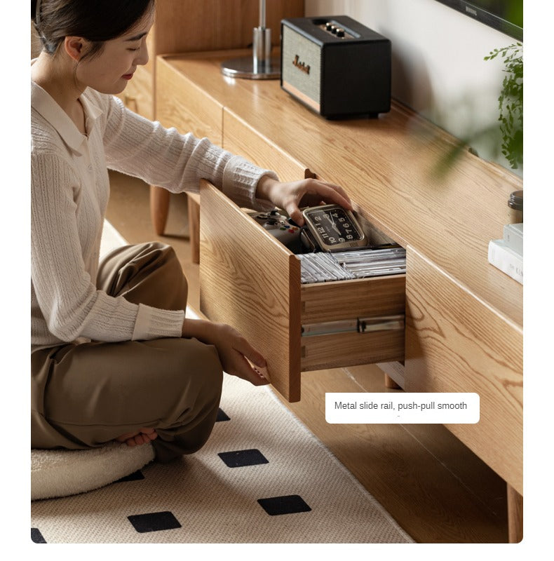 Oak Solid Wood Floor TV Cabinet.