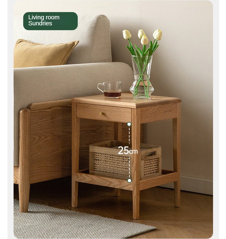 Oak, Black Walnut, RubberWood Solid Nightstand, Side Table.