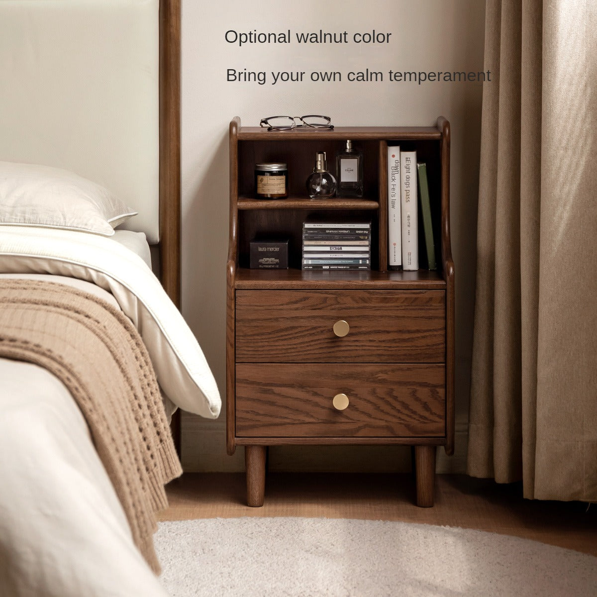 Oak Solid Wood Nightstand.