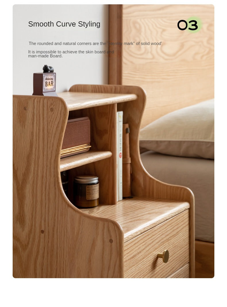 Oak Solid Wood Nightstand.