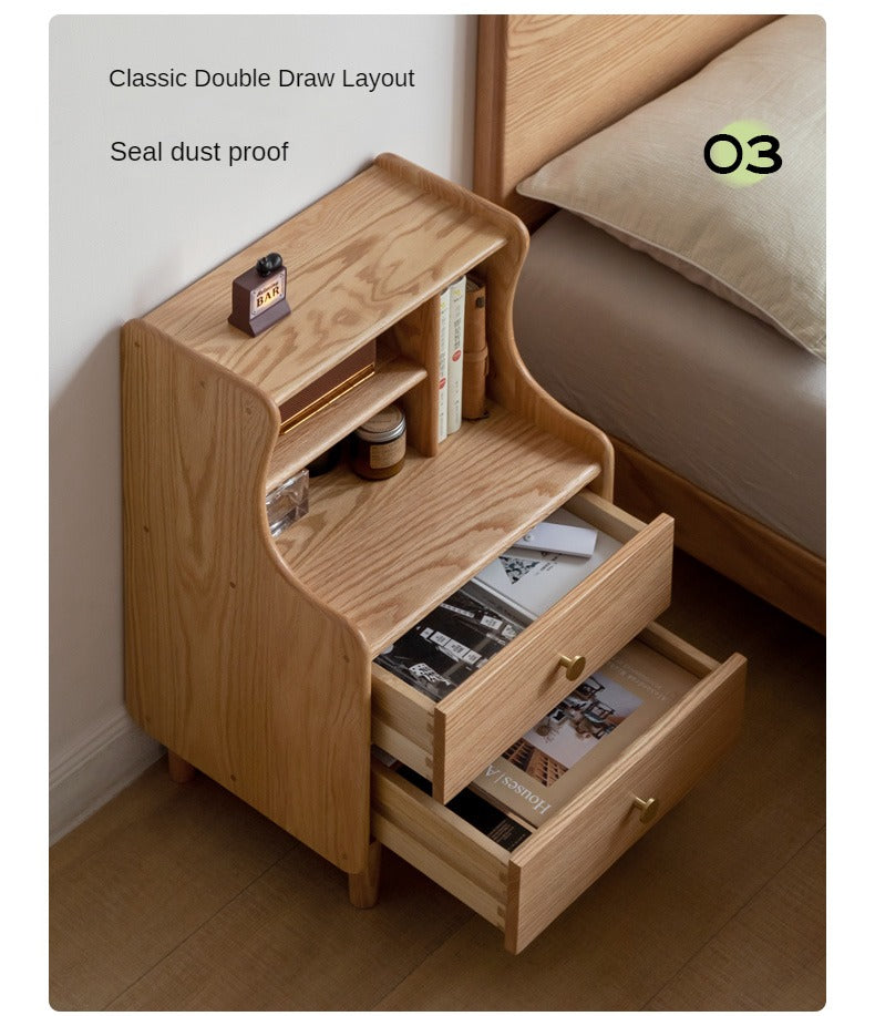 Oak Solid Wood Nightstand.
