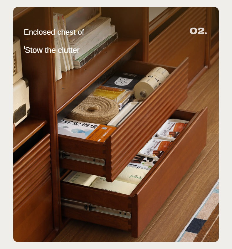 Poplar Solid Wood Antique Style Partition Bookcase