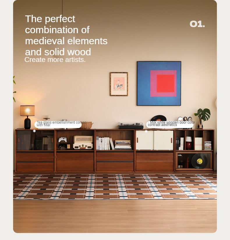 Poplar Solid Wood Antique Style Partition Bookcase