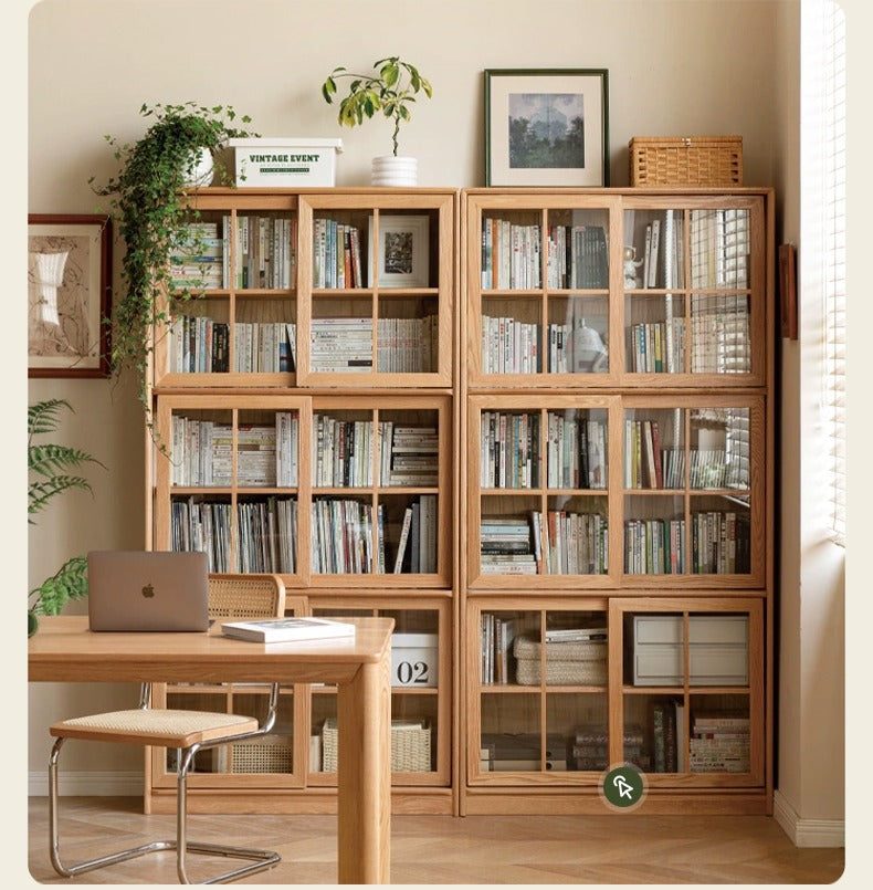 Cherry Solid Wood Medieval Style Bookcase