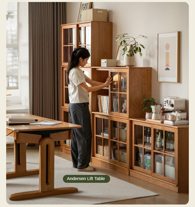 Cherry Solid Wood Medieval Style Bookcase