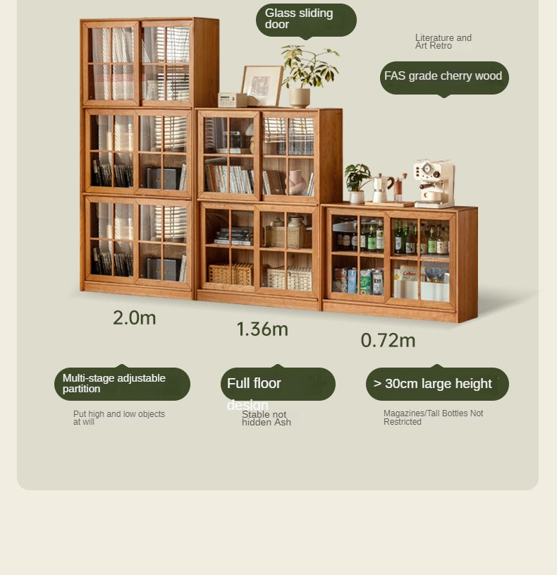 Cherry Solid Wood Medieval Style Bookcase