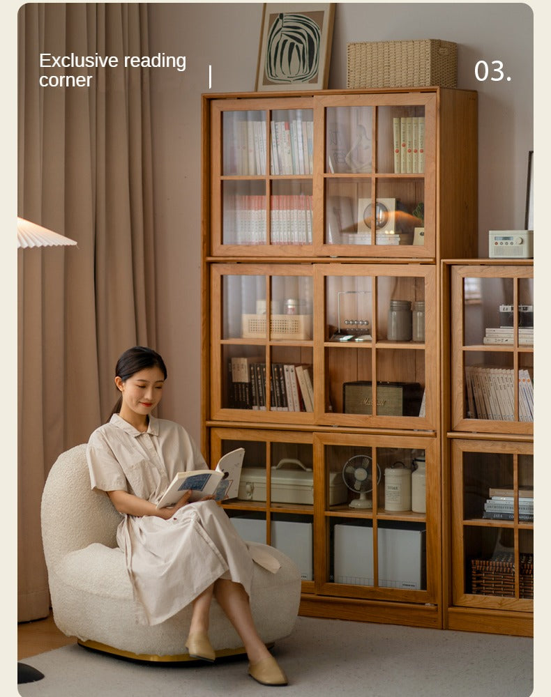 Cherry Solid Wood Medieval Style Bookcase