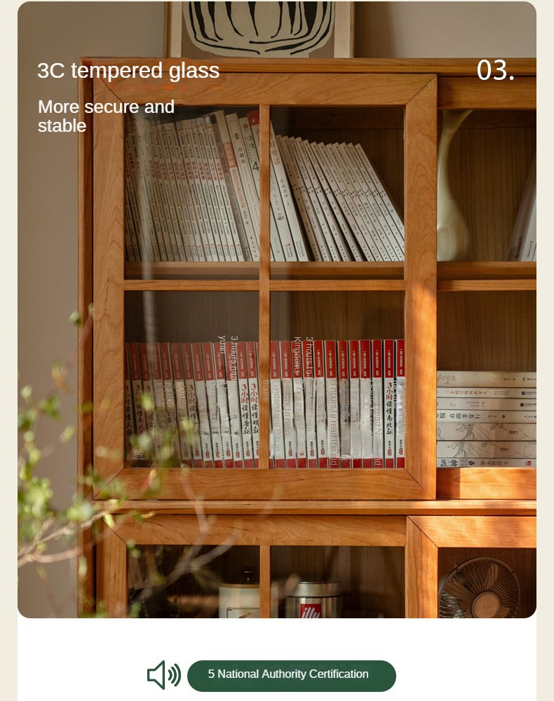 Cherry Solid Wood Medieval Style Bookcase