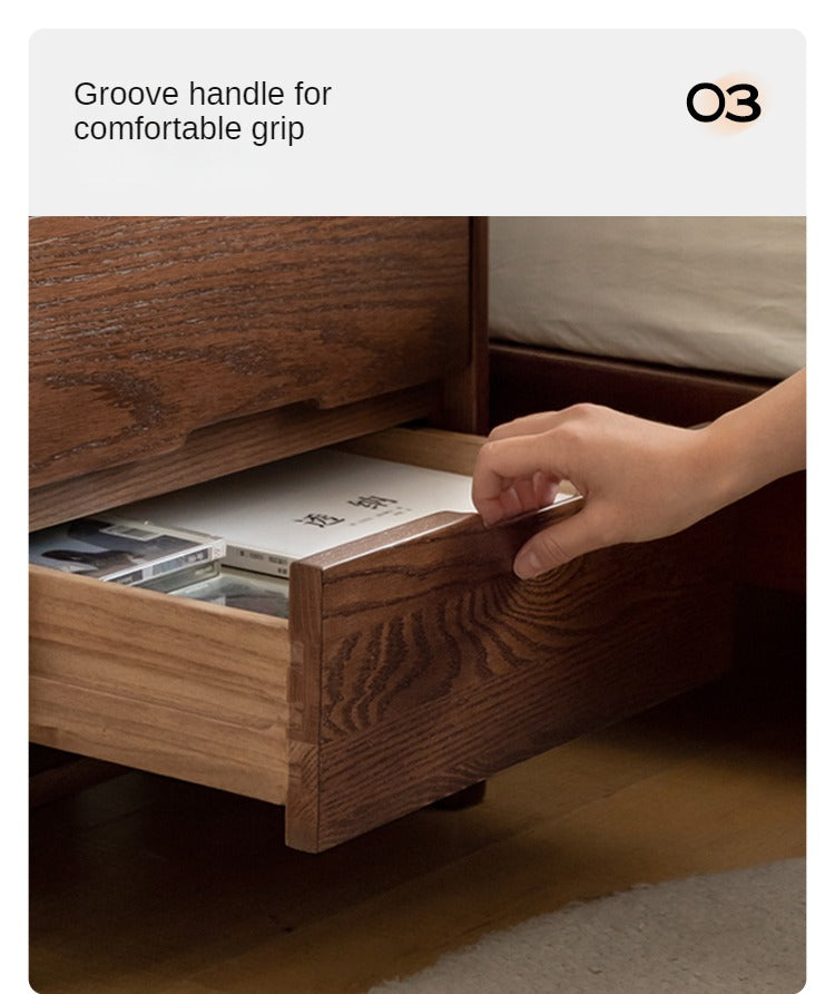 Oak Solid Wood, Solid Rubberwood Nordic Style Nightstand