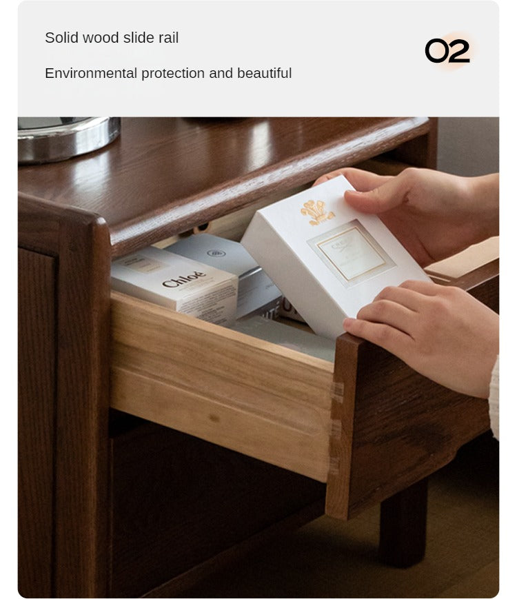 Oak Solid Wood, Solid Rubberwood Nordic Style Nightstand