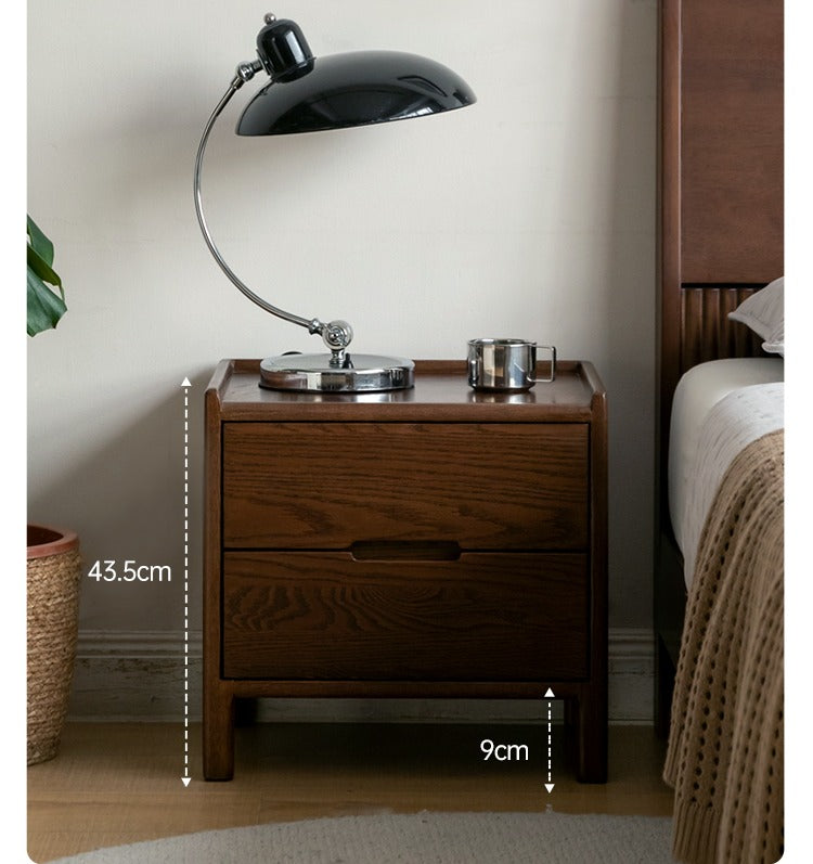 Oak Solid Wood, Solid Rubberwood Nordic Style Nightstand