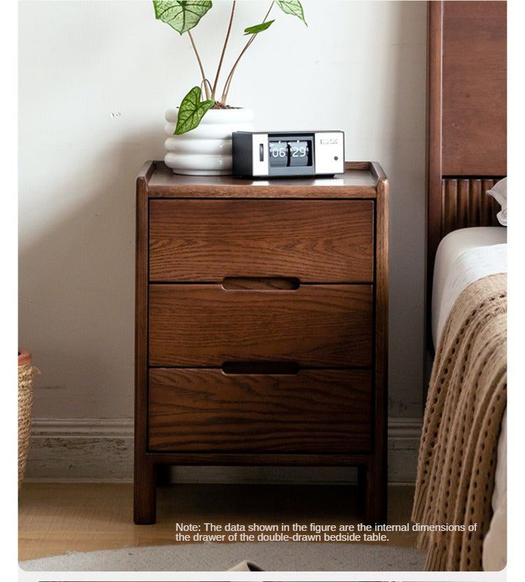 Oak Solid Wood, Solid Rubberwood Nordic Style Nightstand
