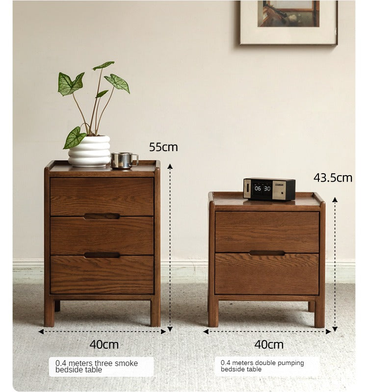 Oak Solid Wood, Solid Rubberwood Nordic Style Nightstand