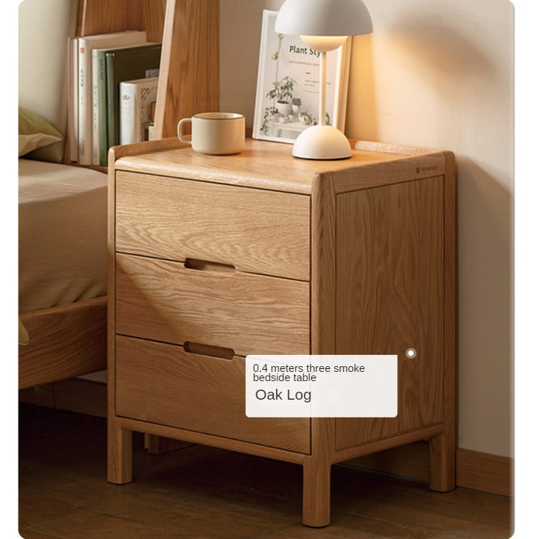 Oak Solid Wood, Solid Rubberwood Nordic Style Nightstand