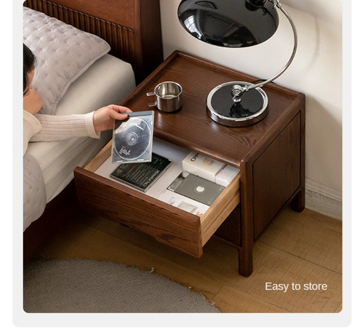 Oak Solid Wood, Solid Rubberwood Nordic Style Nightstand