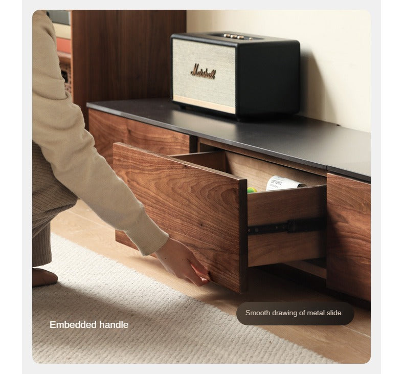 Black Walnut Solid Wood TV Stand Rock Slab
