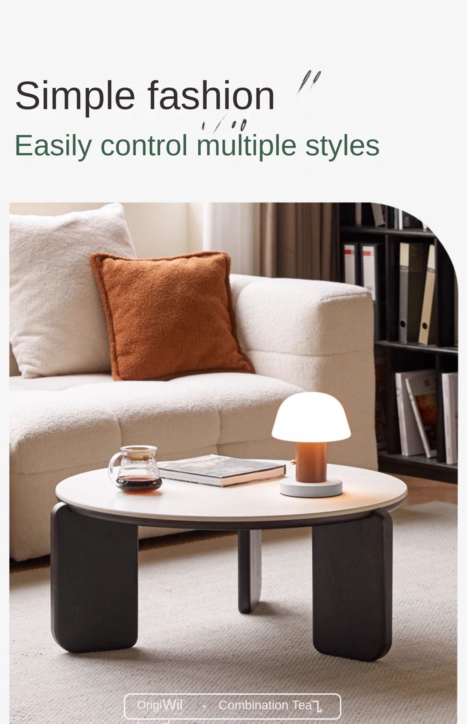 Oak Solid Wood Slate Black Coffee Table