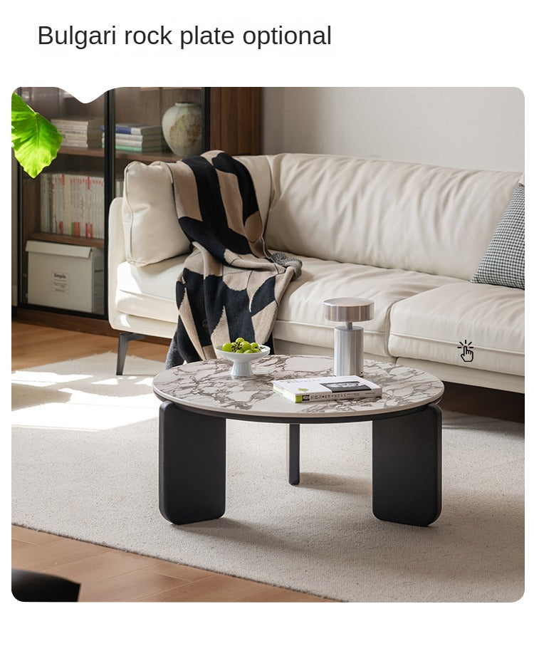Oak Solid Wood Slate Black Coffee Table