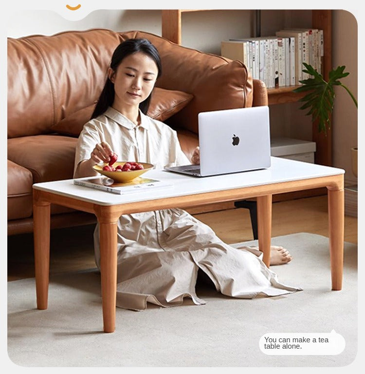 Pine Solid Wood Modern Combination Rock Plate Coffee Table