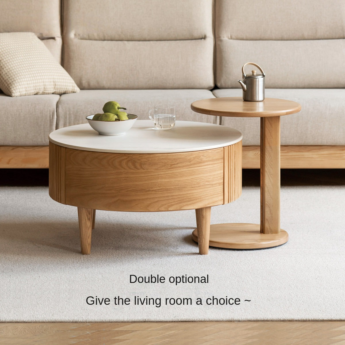 Ash Solid Wood Rock Plate Coffee Table