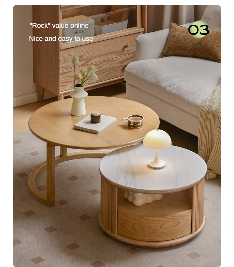 Ash Solid Wood Rock Plate Coffee Table