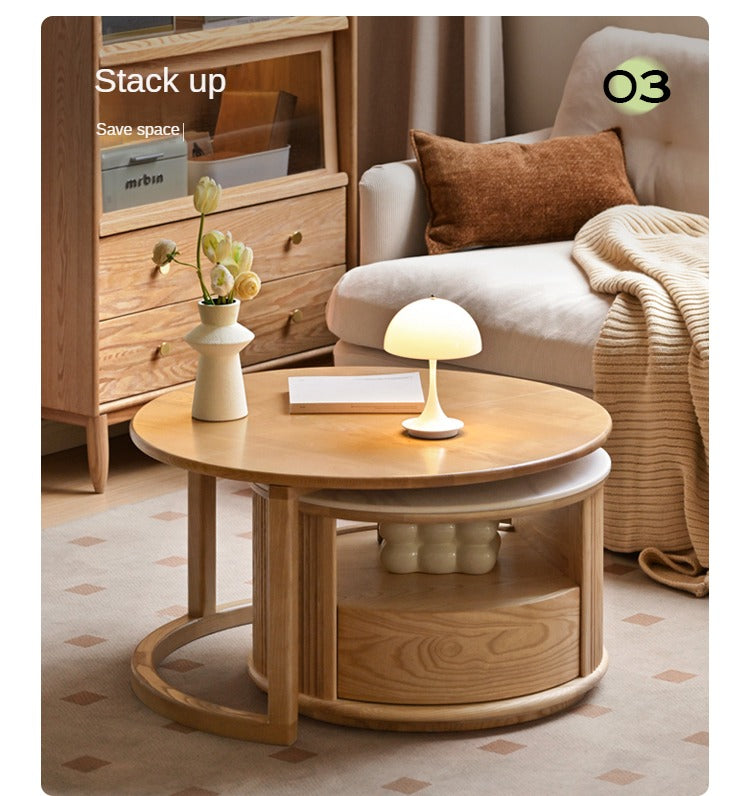 Ash Solid Wood Rock Plate Coffee Table