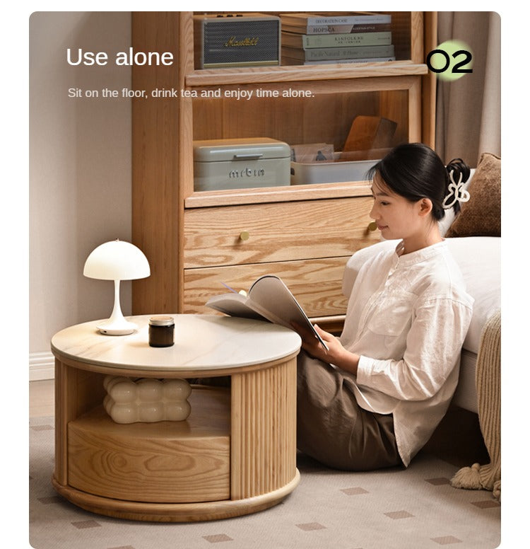 Ash Solid Wood Rock Plate Coffee Table