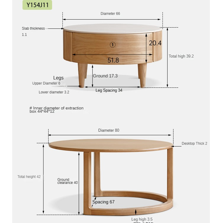 Ash Solid Wood Rock Plate Coffee Table