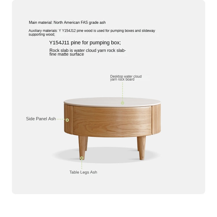 Ash Solid Wood Rock Plate Coffee Table