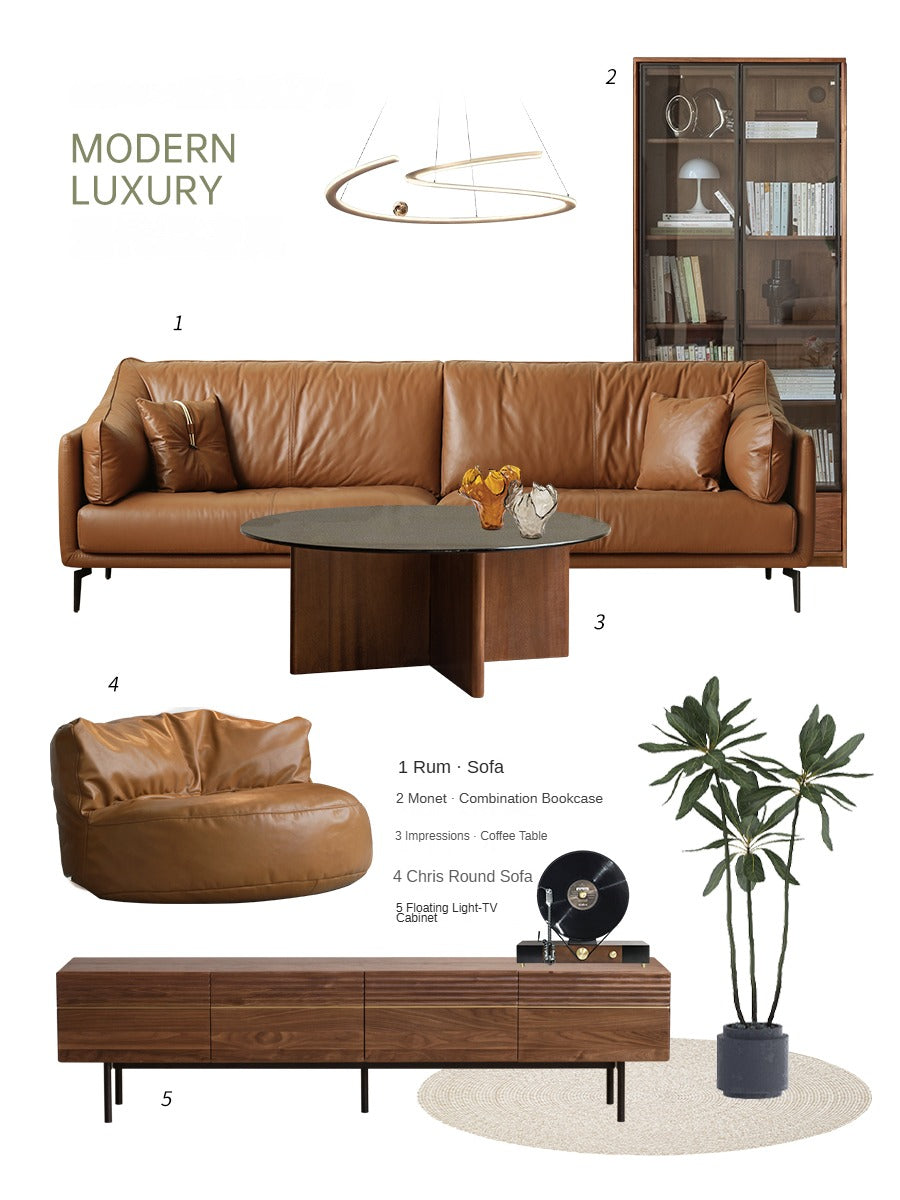 Black Walnut Combination Round Coffee Table