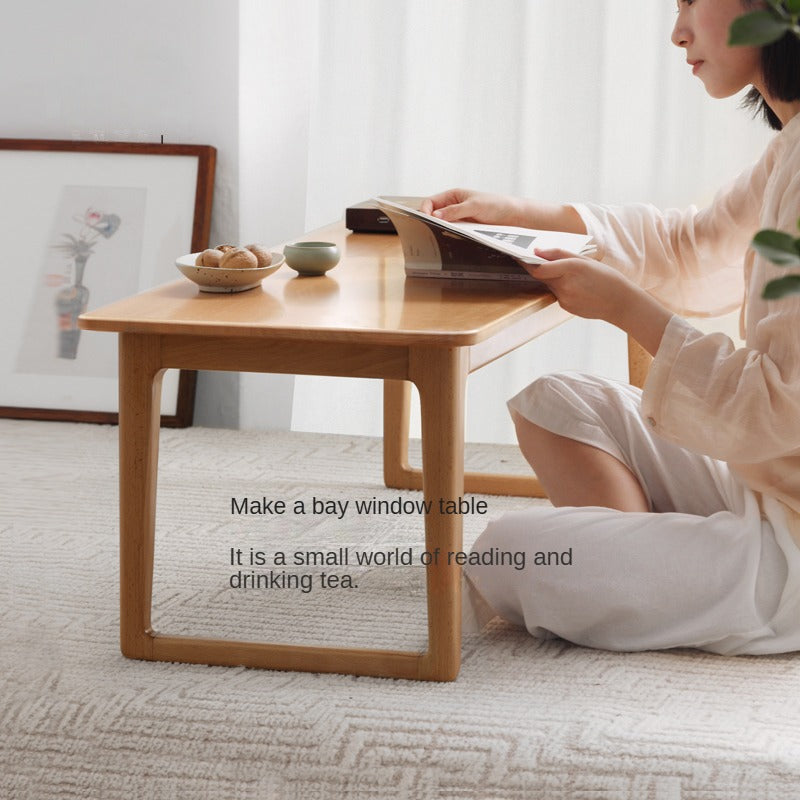 Beech Solid Wood Coffee Table, Bay Window Table