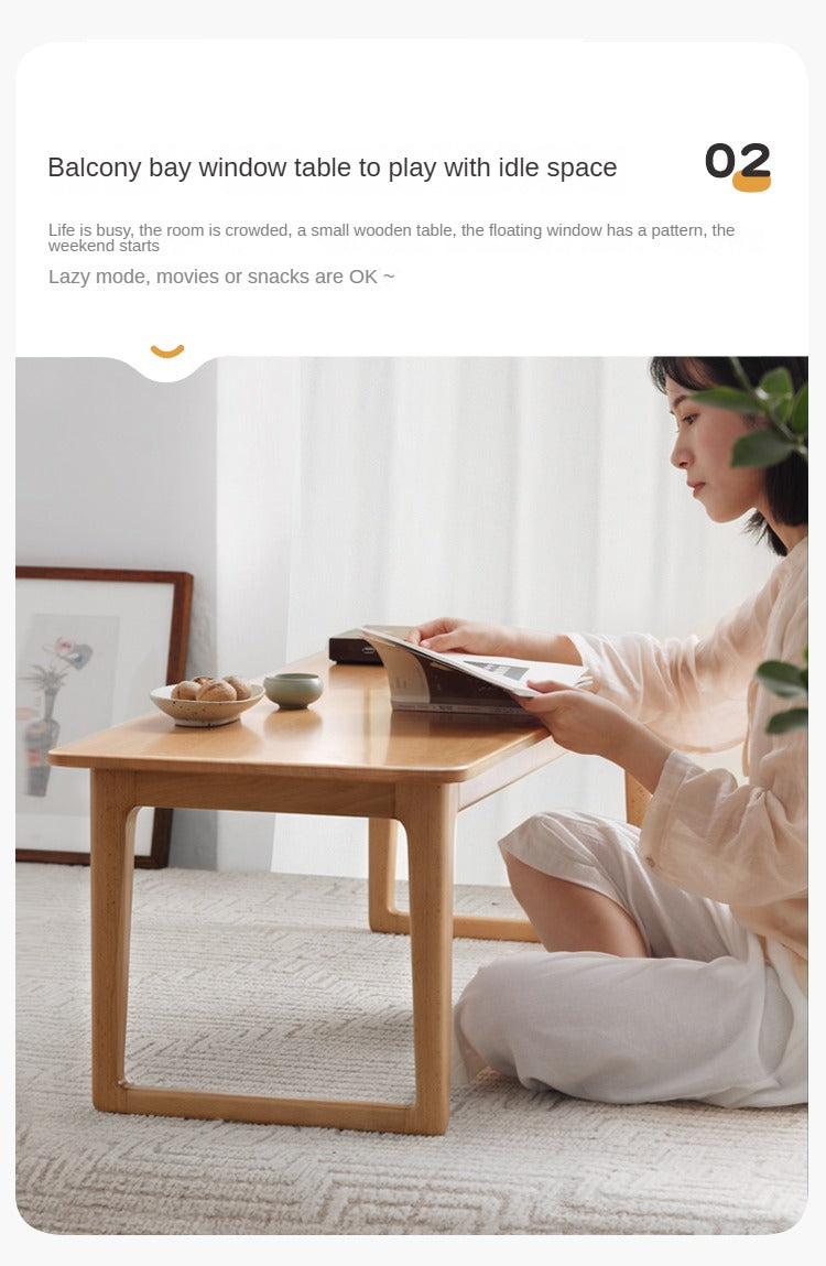 Beech Solid Wood Coffee Table, Bay Window Table