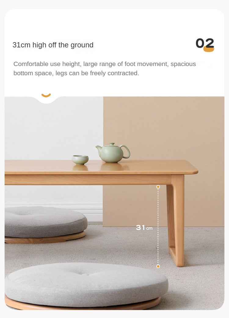 Beech Solid Wood Coffee Table, Low Table