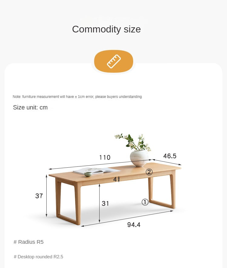Beech Solid Wood Coffee Table, Low Table