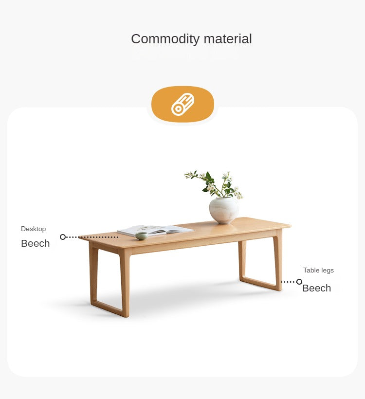 Beech Solid Wood Coffee Table, Low Table