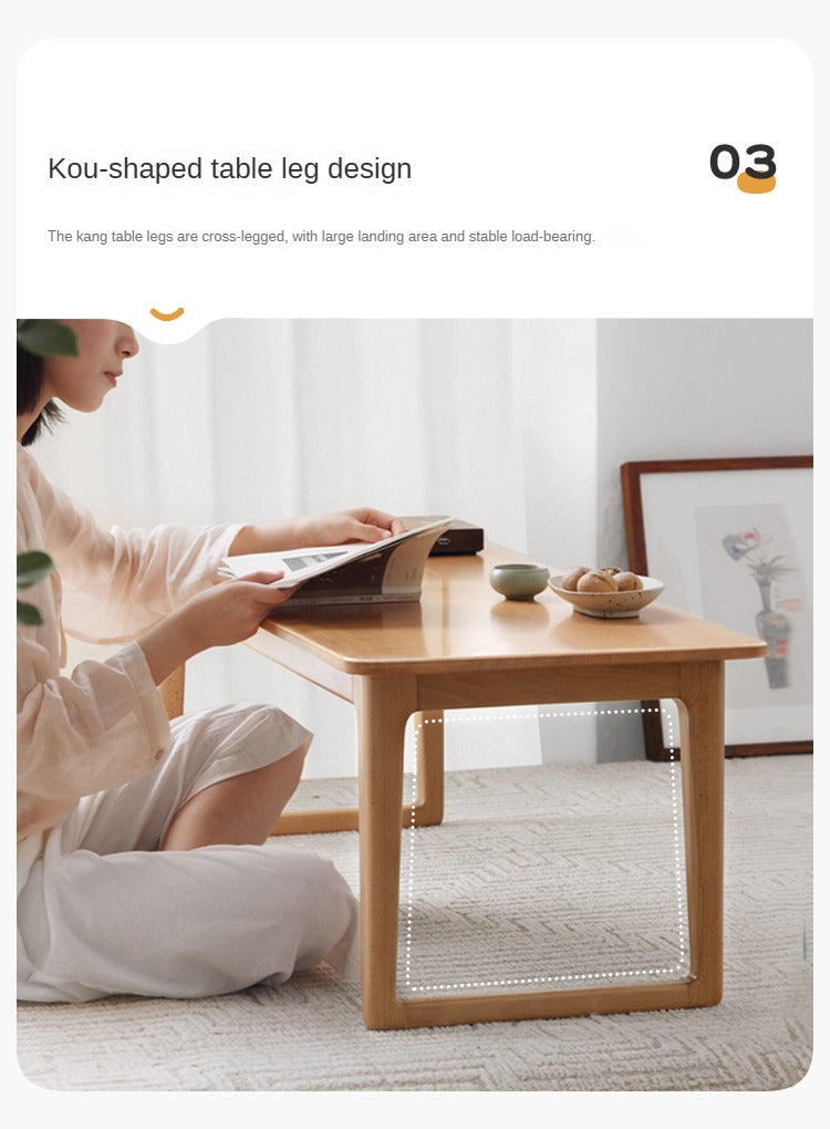 Beech Solid Wood Coffee Table, Bay Window Table