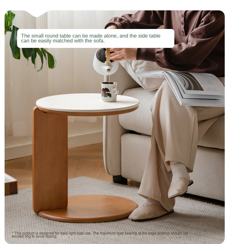 Cherry Solid Wood Round Coffee Table, Side Table